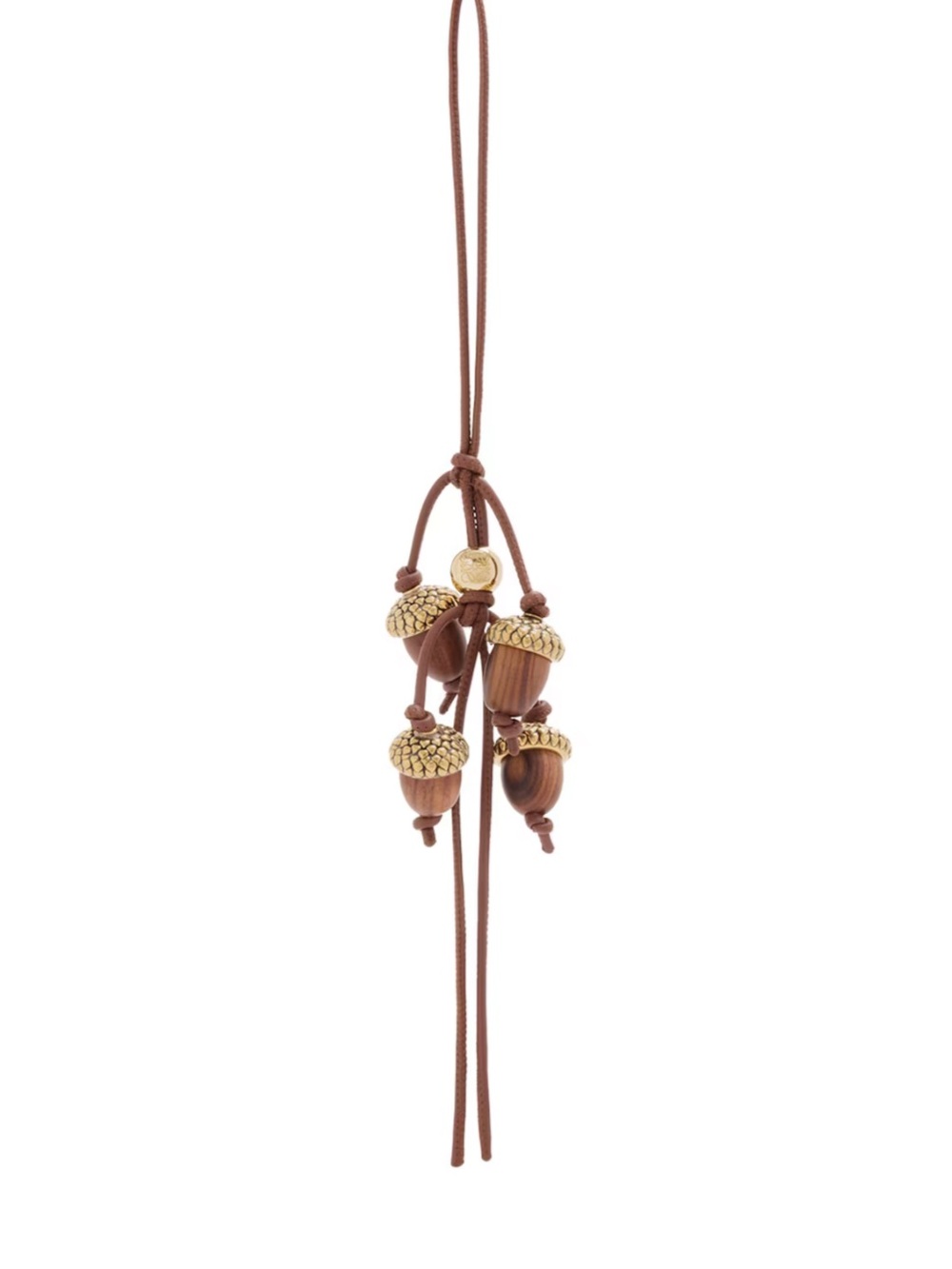 Loewe Brown and Gold Acorn Charm Key/Card Holder